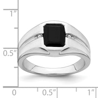 Load image into Gallery viewer, 14k White Gold Onyx and Diamond Mens Ring
