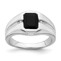 Load image into Gallery viewer, 14k White Gold Onyx and Diamond Mens Ring
