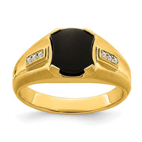 Load image into Gallery viewer, 14k Onyx and Diamond Mens Ring

