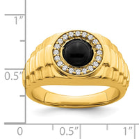 Load image into Gallery viewer, 14k Onyx and Diamond Mens Ring
