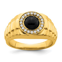 Load image into Gallery viewer, 14k Onyx and Diamond Mens Ring
