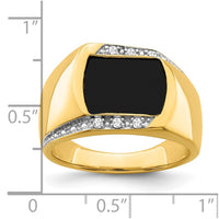 Load image into Gallery viewer, 14k Onyx and Diamond Mens Ring
