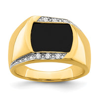 Load image into Gallery viewer, 14k Onyx and Diamond Mens Ring

