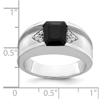 Load image into Gallery viewer, 14k White Gold Onyx and Diamond Mens Ring
