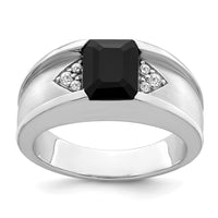Load image into Gallery viewer, 14k White Gold Onyx and Diamond Mens Ring
