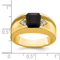 Load image into Gallery viewer, 14k Onyx and Diamond Mens Ring
