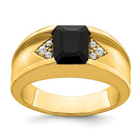 Load image into Gallery viewer, 14k Onyx and Diamond Mens Ring
