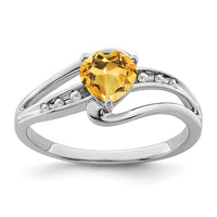 Load image into Gallery viewer, Sterling Silver Rhodium-plated Citrine and Diamond Ring
