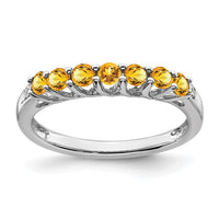 Load image into Gallery viewer, 14k White Gold Citrine and Diamond 7-stone Ring
