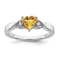 Load image into Gallery viewer, Sterling Silver Rhodium-plated Citrine and Diamond Ring
