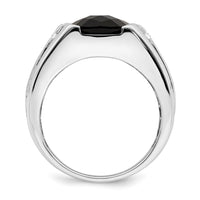 Load image into Gallery viewer, 14k White Gold Onyx and Diamond Mens Ring
