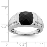 Load image into Gallery viewer, 14k White Gold Onyx and Diamond Mens Ring
