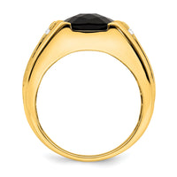 Load image into Gallery viewer, 14k Onyx and Diamond Mens Ring
