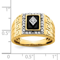 Load image into Gallery viewer, 14k Onyx and Diamond Greek Key Design Mens Ring
