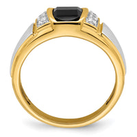 Load image into Gallery viewer, 14k Two-tone Onyx and Diamond Mens Ring
