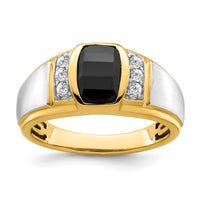 Load image into Gallery viewer, 14k Two-tone Onyx and Diamond Mens Ring
