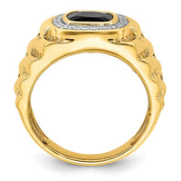 Load image into Gallery viewer, 14k Onyx and Diamond Textured Mens Ring
