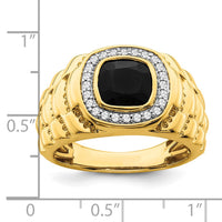 Load image into Gallery viewer, 14k Onyx and Diamond Textured Mens Ring
