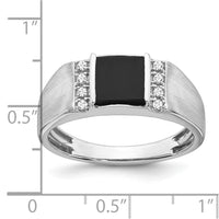 Load image into Gallery viewer, 14k White Gold Square Onyx and Diamond Mens Ring
