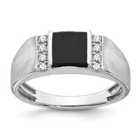 Load image into Gallery viewer, 14k White Gold Square Onyx and Diamond Mens Ring
