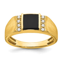 Load image into Gallery viewer, 14k Square Onyx and Diamond Mens Ring
