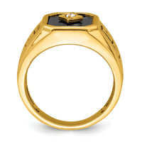 Load image into Gallery viewer, 14k Onyx and Diamond Greek Key Design Mens Ring

