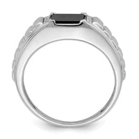Load image into Gallery viewer, 14k White Gold Square Onyx and Diamond Mens Ring
