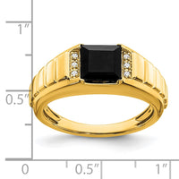 Load image into Gallery viewer, 14k Square Onyx and Diamond Mens Ring
