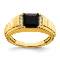 Load image into Gallery viewer, 14k Square Onyx and Diamond Mens Ring
