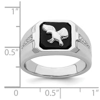 Load image into Gallery viewer, 14k White Gold Onyx and Diamond Eagle Mens Ring
