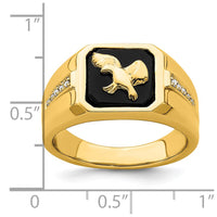 Load image into Gallery viewer, 14k Onyx and Diamond Eagle Mens Ring
