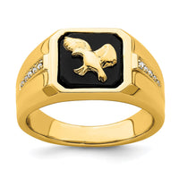 Load image into Gallery viewer, 14k Onyx and Diamond Eagle Mens Ring
