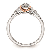 Load image into Gallery viewer, 14k White and Rose Gold Cluster 1/5 carat Round/Baguette Diamond Complete Engagement Ring
