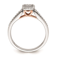 Load image into Gallery viewer, 14k White and Rose Gold Square Halo Cluster with Heart Gallery 1/5 carat Diamond Complete Engagement Ring
