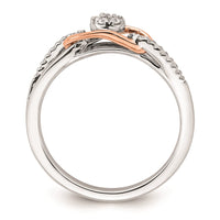 Load image into Gallery viewer, 14k White and Rose Gold Cluster 1/8 carat Diamond Complete Engagement Ring
