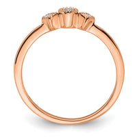 Load image into Gallery viewer, 14k Rose Gold Beaded Edge Petite 3-Stone 1/10 carat Round/Princess Diamond Complete Promise/Engagement Ring
