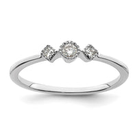 Load image into Gallery viewer, 14k White Gold Beaded Edge Petite 3-Stone 1/10 carat Round/Princess Diamond Complete Promise/Engagement Ring
