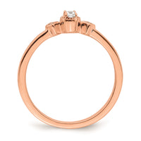 Load image into Gallery viewer, 14k Rose Gold Beaded Edge Petite 3-Stone 1/15 carat Cushion Diamond Complete Promise/Engagement Ring
