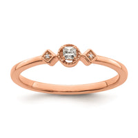 Load image into Gallery viewer, 14k Rose Gold Beaded Edge Petite 3-Stone 1/15 carat Cushion Diamond Complete Promise/Engagement Ring

