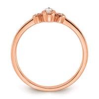 Load image into Gallery viewer, 14k Rose Gold Rope Edge Petite 3-Stone 1/15 carat Pear Diamond Complete Promise/Engagement Ring
