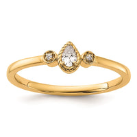 Load image into Gallery viewer, 14k Rope Edge Petite 3-Stone 1/15 carat Pear Diamond Complete Promise/Engagement Ring
