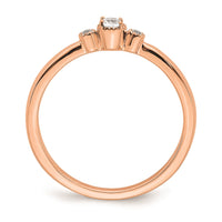 Load image into Gallery viewer, 14k Rose Gold Beaded Edge Petite 3-Stone 1/15 carat Round Diamond Complete Promise/Engagement Ring
