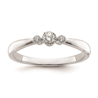 Load image into Gallery viewer, 14k White Gold Beaded Edge Petite 3-Stone 1/15 carat Round Diamond Complete Promise/Engagement Ring
