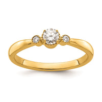 Load image into Gallery viewer, 14k Beaded Edge Petite 3-Stone 1/4 carat Round Diamond Complete Promise/Engagement Ring
