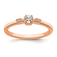 Load image into Gallery viewer, 14k Rose Gold Rope Edge Petite 1/15 carat Cushion-cut Diamond Complete Promise/Engagement Ring

