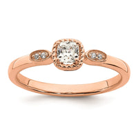 Load image into Gallery viewer, 14k Rose Gold Rope Edge Petite 1/4 carat Cushion-cut Diamond Complete Promise/Engagement Ring
