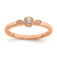 Load image into Gallery viewer, 14k Rose Gold Rope Edge Petite 1/15 carat Round Diamond Complete Promise/Engagement Ring
