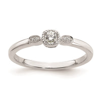 Load image into Gallery viewer, 14k White Gold Rope Edge Petite 1/15 carat Round Diamond Complete Promise/Engagement Ring
