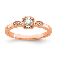 Load image into Gallery viewer, 14k Rose Gold Rope Edge Petite 1/4 carat Round Diamond Complete Promise/Engagement Ring
