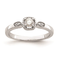 Load image into Gallery viewer, 14k White Gold Rope Edge Petite 1/4 carat Round Diamond Complete Promise/Engagement Ring
